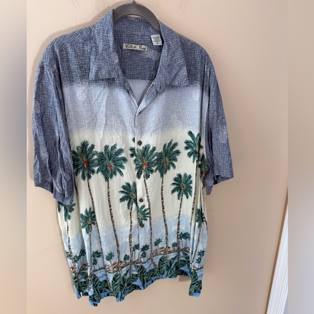 Batik Bay Hawaiian Button Up Shirt rayon vacation size XL